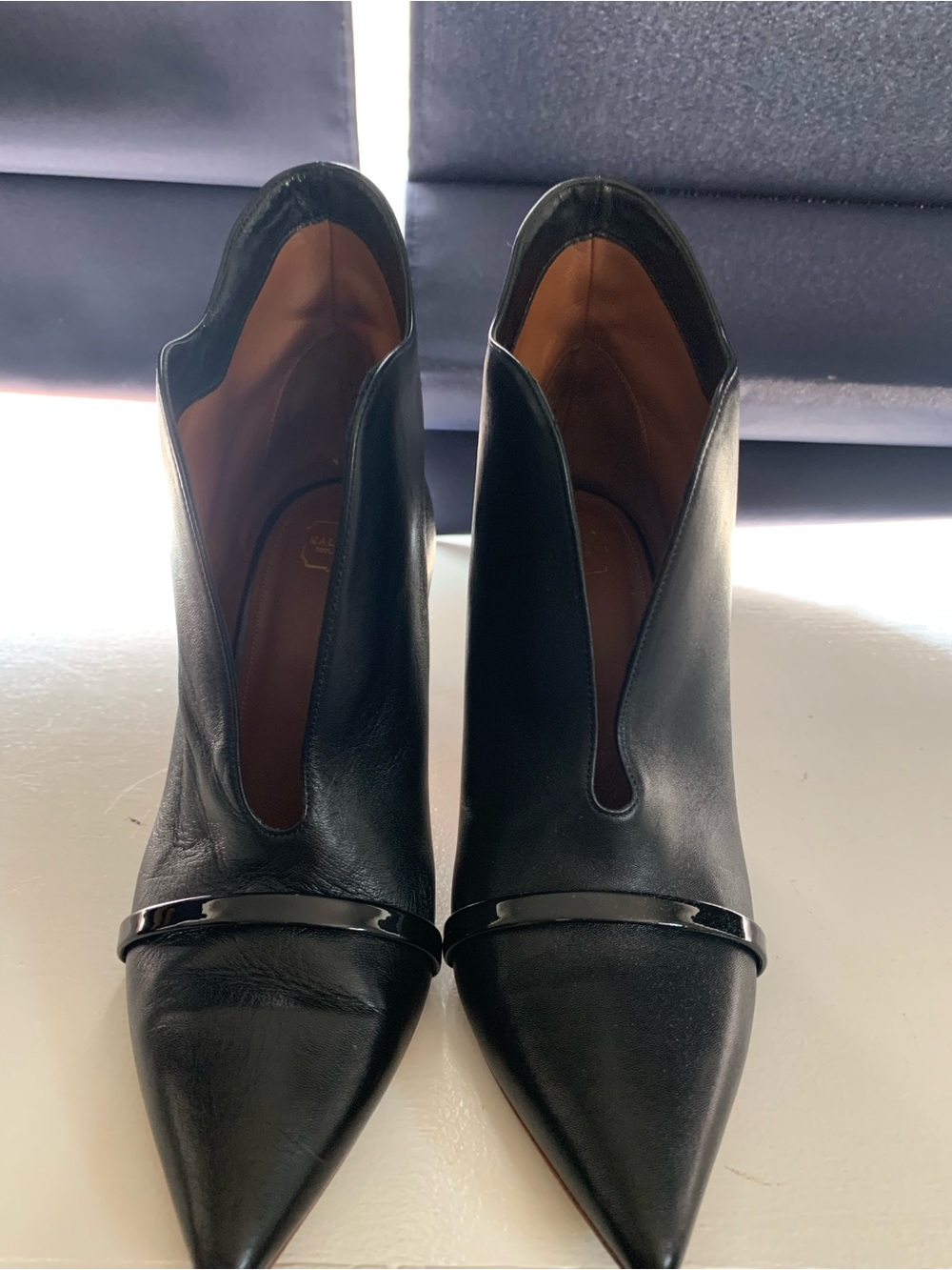 Malone Souliers Black Leather Pointed-Toe Ankle Booties